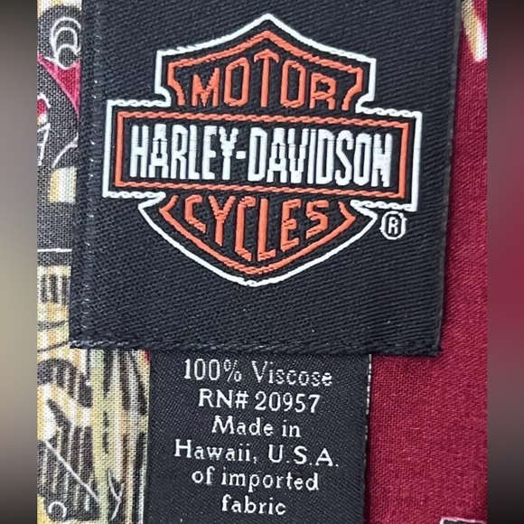 Harley Davidson HD Camp Shirt Mens Medium Button Up Cabana Motorcycle Riding HD - Picture 8 of 10